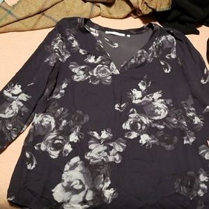 Charcoal floral blouse